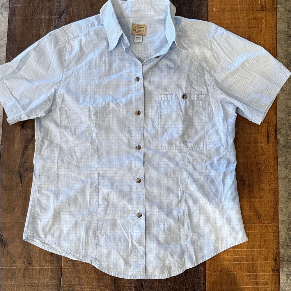Filson Men's Light Blue Checkered Shirt